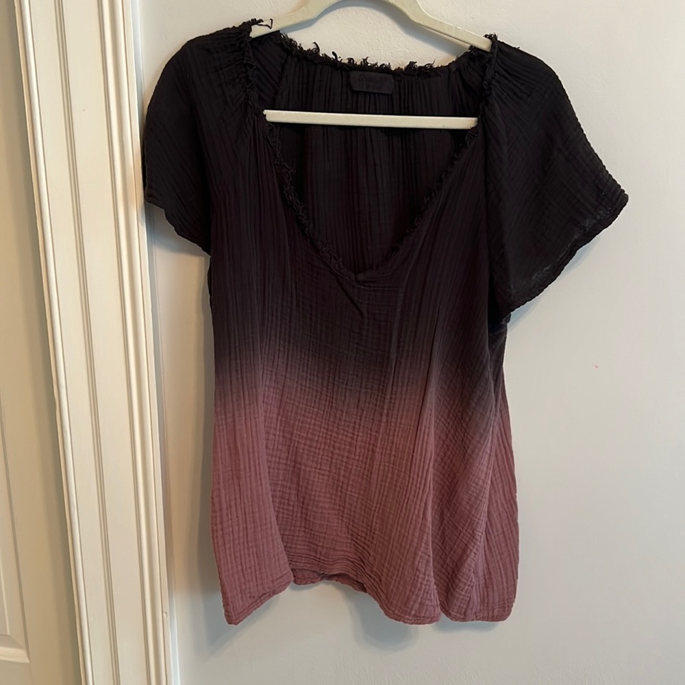 Sam & Lavi Black and Dark Purple Ombré distressed t-shirt